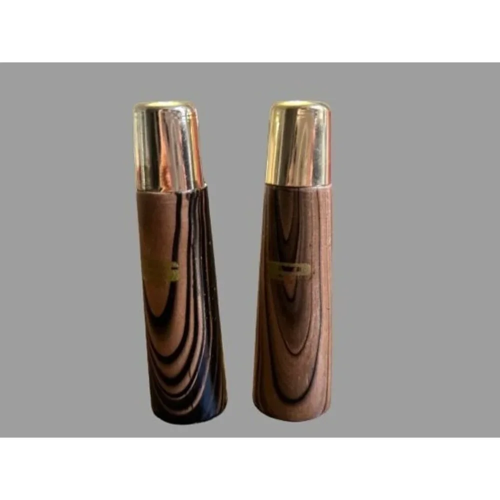 Set of Salt & Paper Shakers Wood Metal Combination Made in Taiwan 4